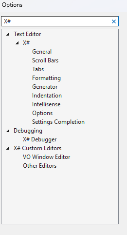 Tools-Options-XSharp